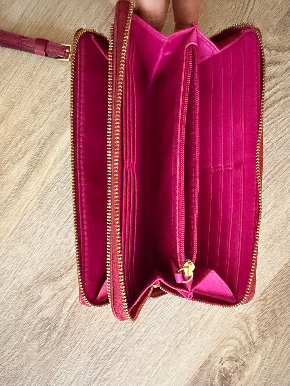 Coach Raspberry Magenta Red Zip-Around Wristlet Wallet - Picture 6 of 6